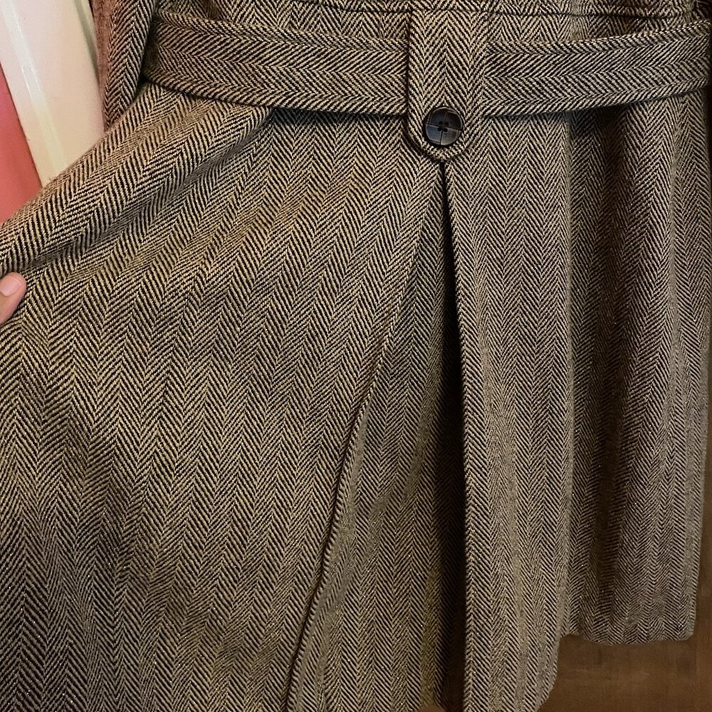 VTG Tailored Flare Fit Herringbone Tweed Wool Blend Coat. Merona, Women's Medium - Picture 7 of 16